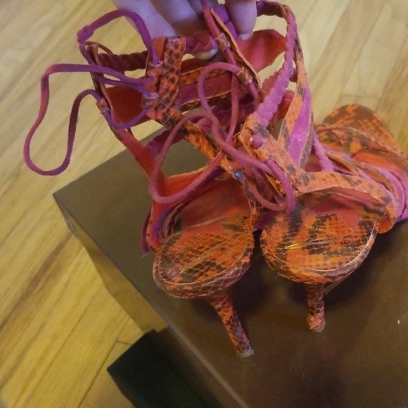 B Brian Atwood Multicolor Laceup Sandals - Picture 3 of 6